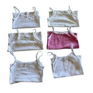 Rena Rafi Girls Pink White Cotton Tank Tops Polka Dot Solid SZ XS (4/5) # 1393